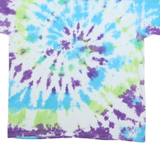 GILDAN Mens Blue & Green Tie Dye T-Shirt L Short Sleeve Crew Neck Cotton Blend