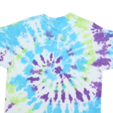 GILDAN Mens Blue & Green Tie Dye T-Shirt L Short Sleeve Crew Neck Cotton Blend