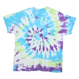 GILDAN Mens Blue & Green Tie Dye T-Shirt L Short Sleeve Crew Neck Cotton Blend