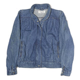 SB.II Womens Blue Denim Cotton Jacket L Button Plain Horse Graphic