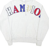CHAMPION Mens White Multicolour Logo Hoodie S Cotton Blend Pullover Casual