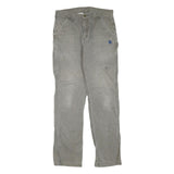 CARHARTT Mens Regular Cotton Blend Grey Workwear Trousers W33 L34 Durable Zip
