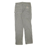 CARHARTT Mens Regular Cotton Blend Grey Workwear Trousers W33 L34 Durable Zip