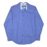 NAUTICA Mens Blue Cotton Blend Shirt M Classic Button-Down Long Sleeve
