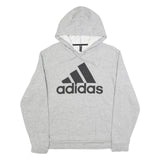 ADIDAS Mens Grey Pullover Hoodie M Cotton Blend Casual Sportswear Sweatshirt