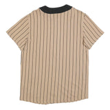 NEW ERA Mens Beige & Black Modern T-Shirt S Short Sleeve Crew Neck Button Front