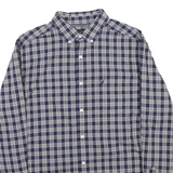 NAUTICA Mens Blue & Cream Check Button-Down Shirt L Classic Cotton Blend Casual