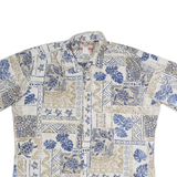 RJC Mens White & Beige Hawaiian Shirt XL Cotton Tropical Beach Short Sleeve
