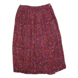 SUSAN BRISTOL Womens Red Paisley Pleated Midi Polyester Blend Skirt M Casual