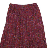 SUSAN BRISTOL Womens Red Paisley Pleated Midi Polyester Blend Skirt M Casual