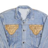 Mens Blue Denim Cotton Button Jacket S Plain Western Style Casual Wear