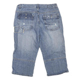 SOUTHERN Mens Denim Blue Casual Shorts L W38 Distressed Cotton Blend