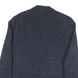 WELLINGTON Mens Blue Wool Button Jacket L Herringbone Classic Tailored
