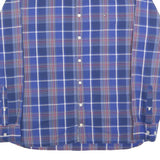 TOMMY HILFIGER Mens Blue & Red Check Shirt L Classic Fit Button-Down Collar