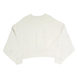 NIKE Womens White Crew Neck L Cotton Pullover Sweatshirt Minimalist Style