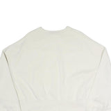 NIKE Womens White Crew Neck L Cotton Pullover Sweatshirt Minimalist Style