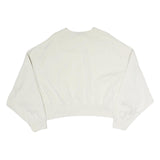 NIKE Womens White Crew Neck L Cotton Pullover Sweatshirt Minimalist Style
