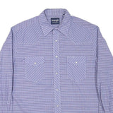 WRANGLER Mens Blue Check Shirt L Cotton Blend Button Pocket Western