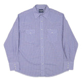 WRANGLER Mens Blue Check Shirt L Cotton Blend Button Pocket Western