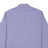 WRANGLER Mens Blue Check Shirt L Cotton Blend Button Pocket Western