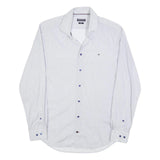 TOMMY HILFIGER Mens Blue & White Patterned Shirt S Cotton Blend Casual Smart