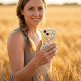 Clear Blooming Wild iPhone 16 Pro Case With Lavender Ridge - Lifestyle photo showing phone case in use