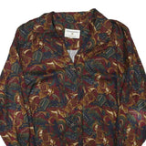 FREEDBERG Womens Red & Green Printed Button Long Sleeve Collared L Cotton Blend