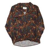 FREEDBERG Womens Red & Green Printed Button Long Sleeve Collared L Cotton Blend