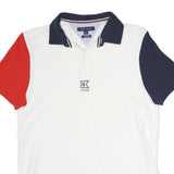 TOMMY HILFIGER Mens White Red & Navy Colourblock Short Sleeve Polo Shirt M
