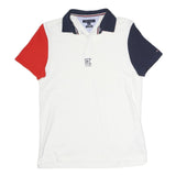 TOMMY HILFIGER Mens White Red & Navy Colourblock Short Sleeve Polo Shirt M