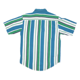 BASIC Mens Blue Green & White Stripe Shirt S Button-Down Collar Cotton