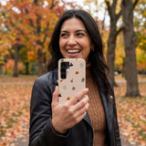 Seashell Mini Halloween Samsung Galaxy S25 Case - Lifestyle photo showing phone case in use