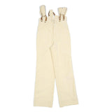 JUST Girls Cotton Blend Cream Relaxed Straight Trousers W24 L28 Suspender Zip