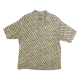 CRAZY HORSE Mens Beige & Brown Rayon Shirt XL Abstract Pattern Casual Summer