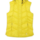 BARBOUR Womens Yellow Puffer Waistcoat UK 8 Polyester Blend Hooded Zip Casual