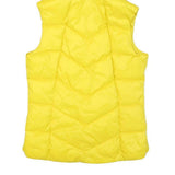 BARBOUR Womens Yellow Puffer Waistcoat UK 8 Polyester Blend Hooded Zip Casual
