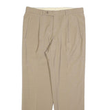 FIRST AVENUE Mens Wool Blend Beige Regular Fit Straight Leg Trousers W34 L32