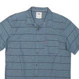 LEVI'S Mens Blue & Navy Striped Casual Shirt L Button Short Sleeve Cotton Blend