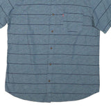 LEVI'S Mens Blue & Navy Striped Casual Shirt L Button Short Sleeve Cotton Blend