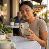 London Fog Brunch iPhone 16 Pro Case - Lifestyle photo showing phone case in use