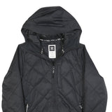 ADIDAS Womens Black Quilted Hooded Jacket UK 16 Polyester Blend Zip Casual
