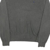 POLO RALPH LAUREN Mens Grey Plain Cotton Blend V-Neck Jumper L Classic Knitwear
