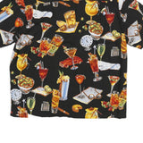 KOLEKOLE Mens Black Cocktail Print Shirt XL Summer Holiday Casual