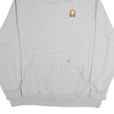 CARHARTT Mens Grey Small Logo Pullover Hoodie 2XL Cotton Casual Sweater