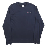 CHAMPION Mens Navy Blue Sweatshirt Crew Neck L Cotton Blend Pullover Logo