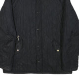 BARBOUR Mens Black Quilted Jacket L Polyester Blend Button Closure Diamond