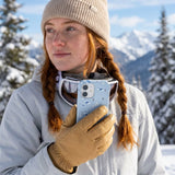 Powder Blue Ski Pass iPhone 15 Case - Lifestyle photo showing phone case in use