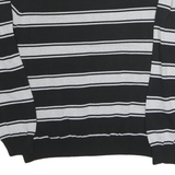 TOMMY HILFIGER Mens Black & Grey Striped Plain Crew Neck Basic Knit Jumper XL
