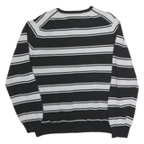 TOMMY HILFIGER Mens Black & Grey Striped Plain Crew Neck Basic Knit Jumper XL