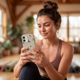 London Fog Frosted Flock iPhone 15 Pro Case - Lifestyle photo showing phone case in use